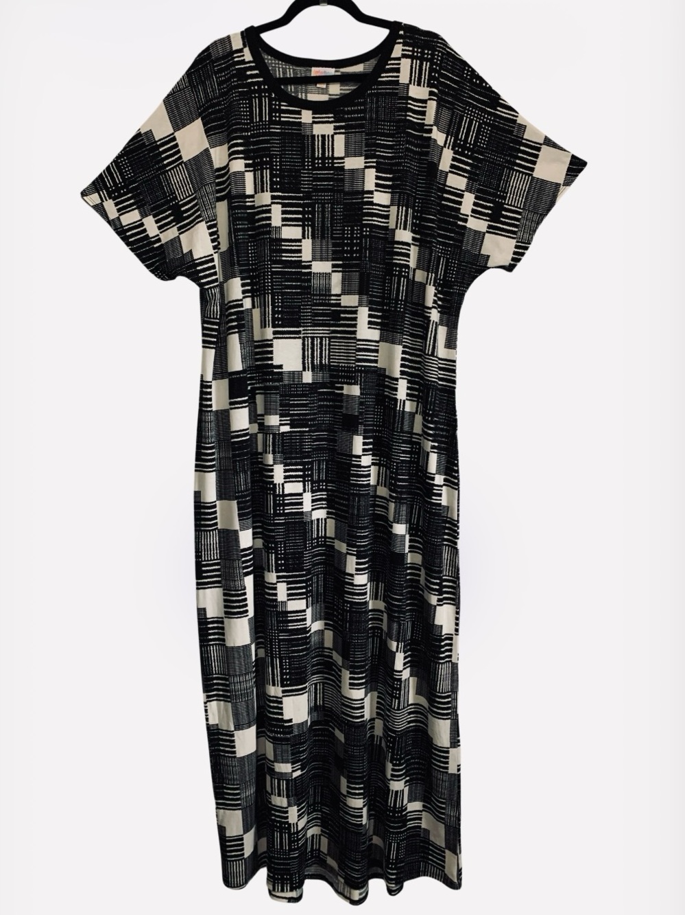 LuLaRoe “Maria” Checkered Stripes Print Maxi Dress